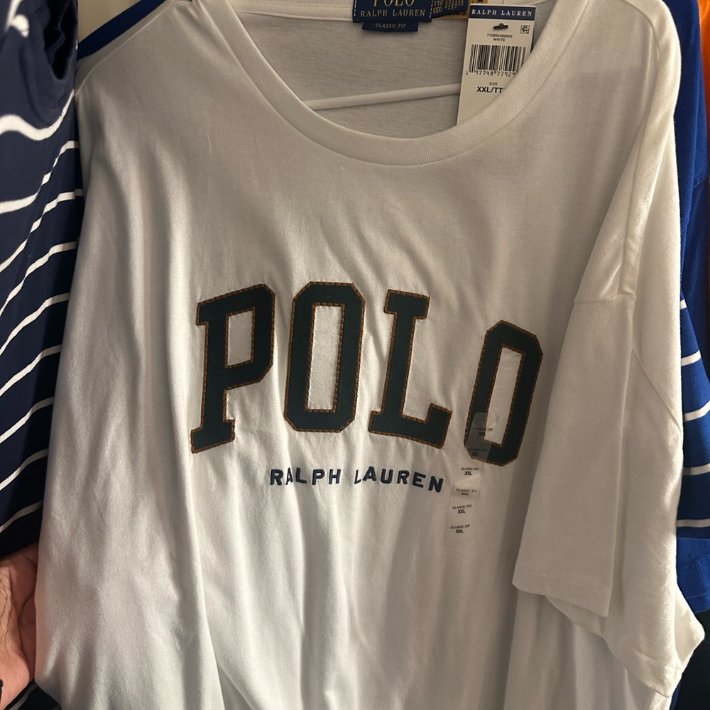 Ralph Lauren White Tee with Navy Logo